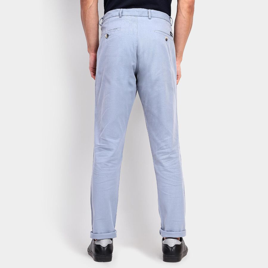 Men's Slim Fit Casual Trousers, हल्का नीला, large image number null