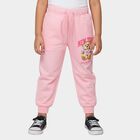 Girls' Pink Regular Fit Teddy Bear Printed Pyjama, हल्का गुलाबी, small