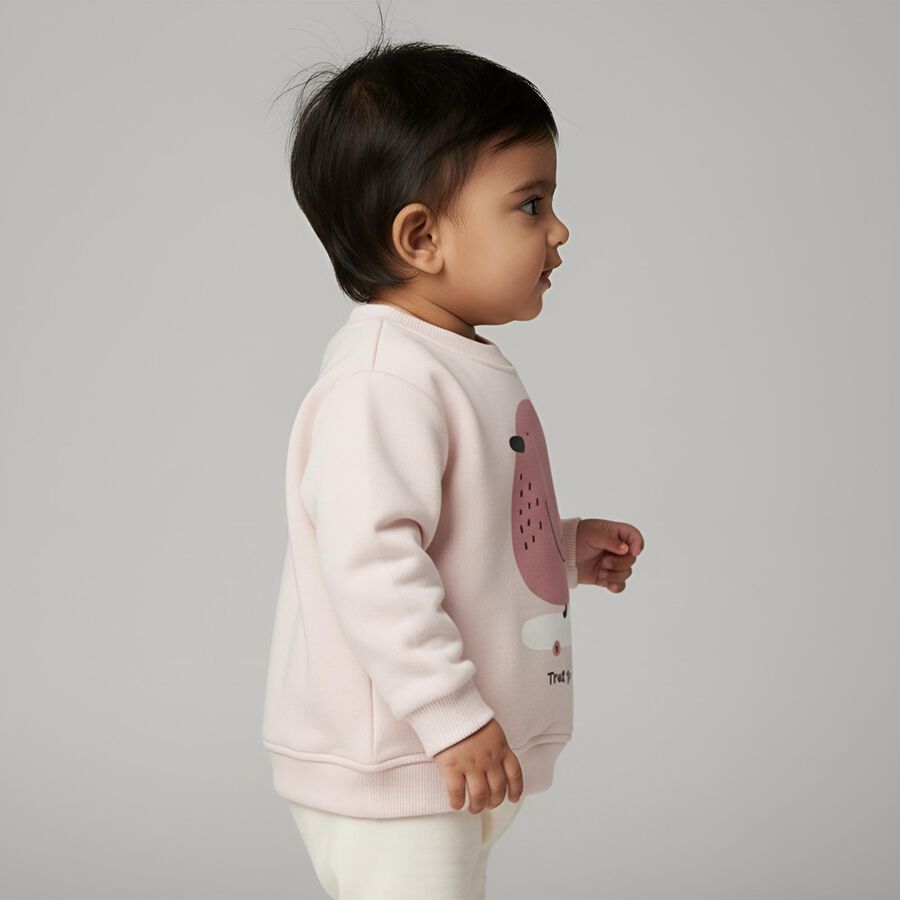 Infants Light Pink Crew Neck Casual Sweatshirt, हल्का गुलाबी, large image number null