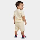 Infants' Beige 100% Cotton Round Neck Graphic Print Baba Suit, Beige, small