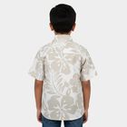 Boys' Beige Cotton Classic Collar Casual Shirt, Beige, small