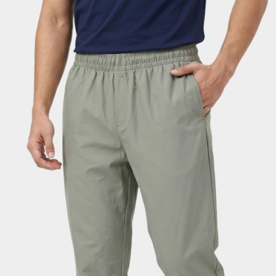 Men's Grey Slim Fit Solid Track Pants, Light Grey, large
