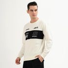 Men's Off-White Crew Neck Casual Sweatshirt, ऑफ व्हाइट, small image number null
