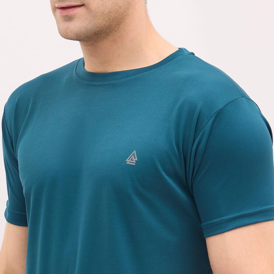 Men's Teal Crew Neck Drifit T-Shirt, Teal Blue, large image number null