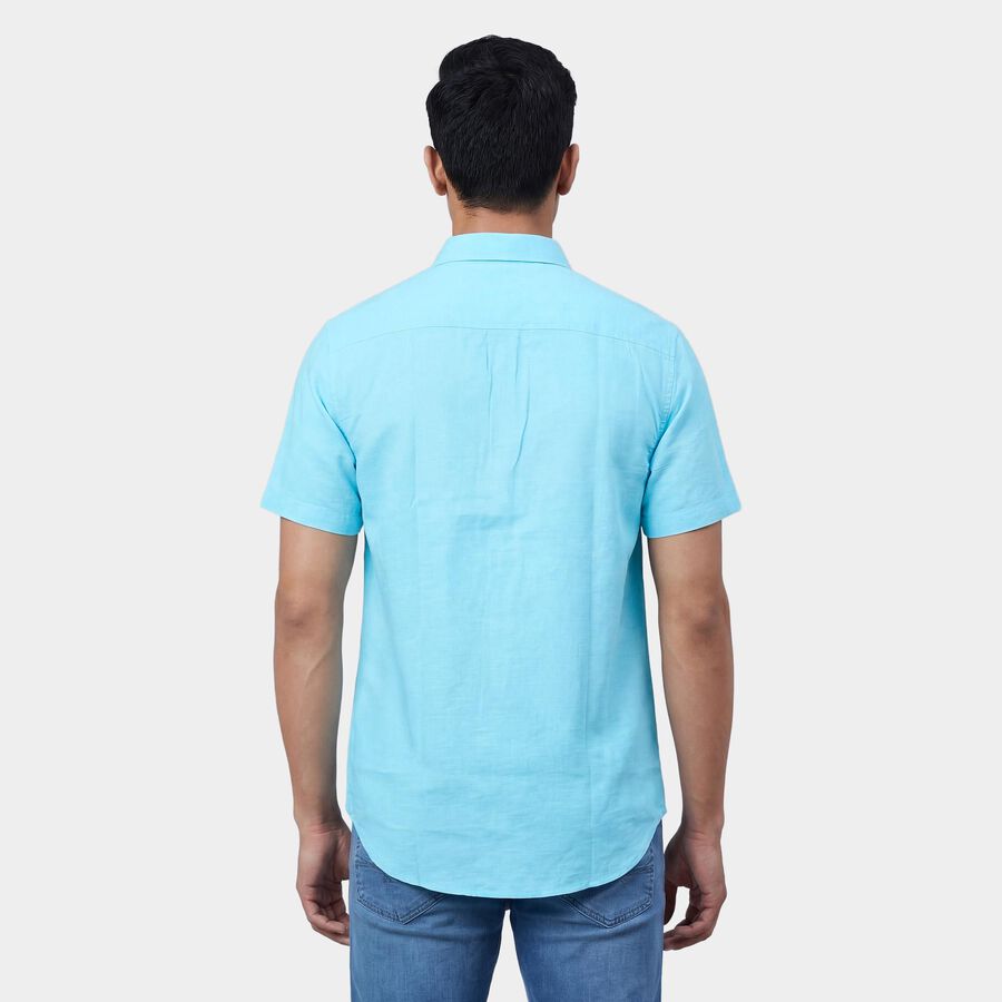 Men's Aqua Spread Collar Casual Shirt, एक्वा, large