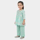 Girls Mint Green Round Neck Fusion Set Fusion Set, हल्का हरा, small