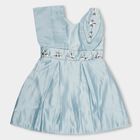 Girls' Light Sky Blue Rhinestone Embellished Party Wear Frock, Aqua, small image number null