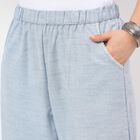 Women's Blue Wide-Leg Solid Palazzos, मध्यम नीला, small