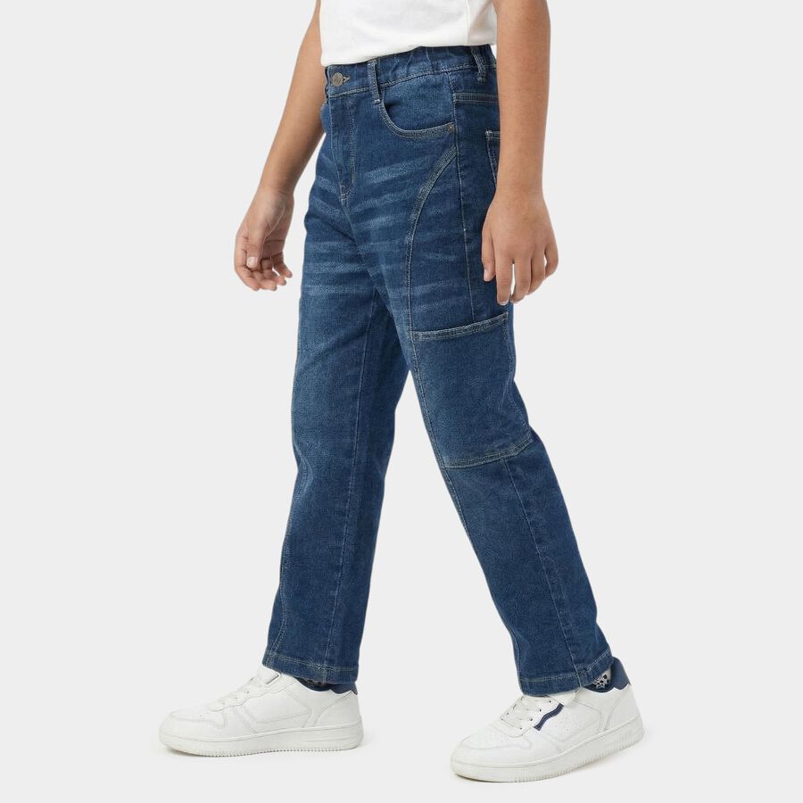 Boys' Blue Regular Fit Jeans, Mid Blue, large
