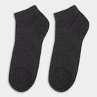 Men's Jet Black and Light Heather Grey Ankle Socks, चारकोल, small image number null