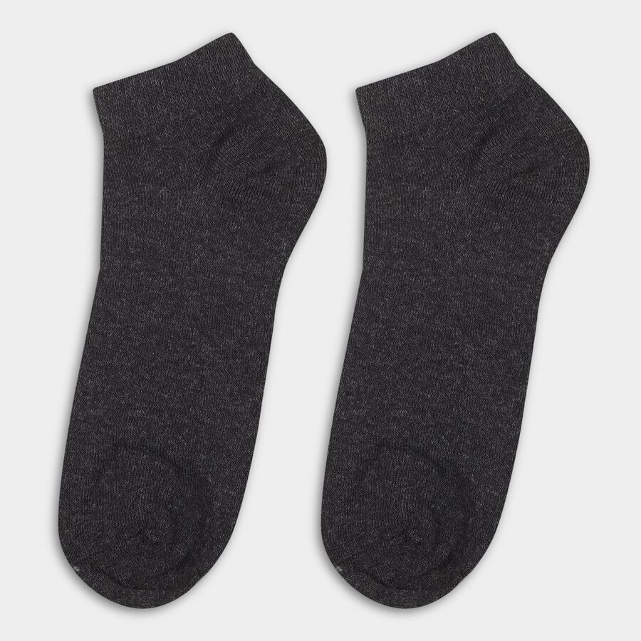 Men's Jet Black and Light Heather Grey Ankle Socks, चारकोल, large image number null