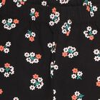 Girls' Jet Black Floral Printed Stretch Legging, काला, small image number null