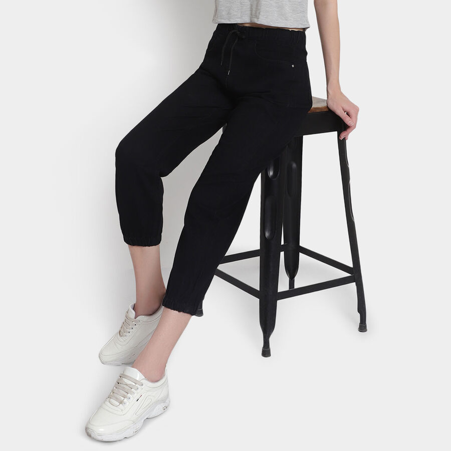 Washed High Rise Jeans, Black, large image number null
