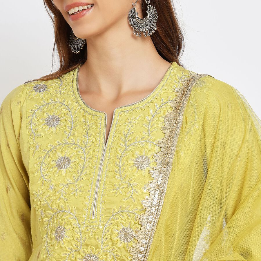 Ladies' Kurta Pyjama Set with Dupatta, ओलिव, large image number null