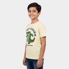 Boys White Cotton Round Neck Regular Boys T-Shirt, White, small