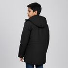 Boys Jet Black Hooded Casual Jacket, Black, small image number null