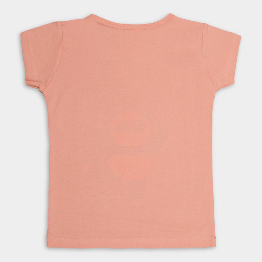 Girls' 100% Cotton T-Shirt , पीच, large image number null