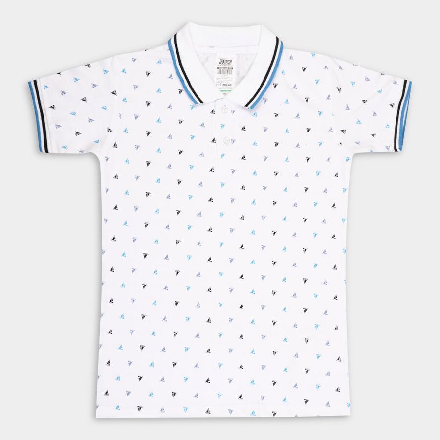 Boys' Cotton T-Shirt, सफ़ेद, large image number null