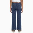 Girls' Dark Indigo Blue Flared Fit Jeans, हल्का नीला, small