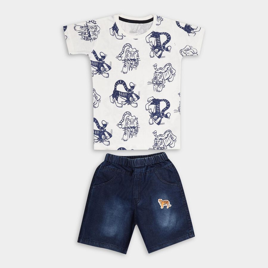 Boys' 100% Cotton Woven Baba Suit , Off White, large image number null