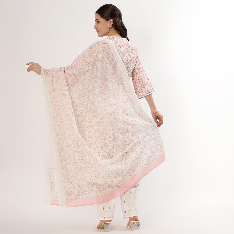 Women's Soft Blush Pink Floral Printed Ethnic Set, Light Pink, large