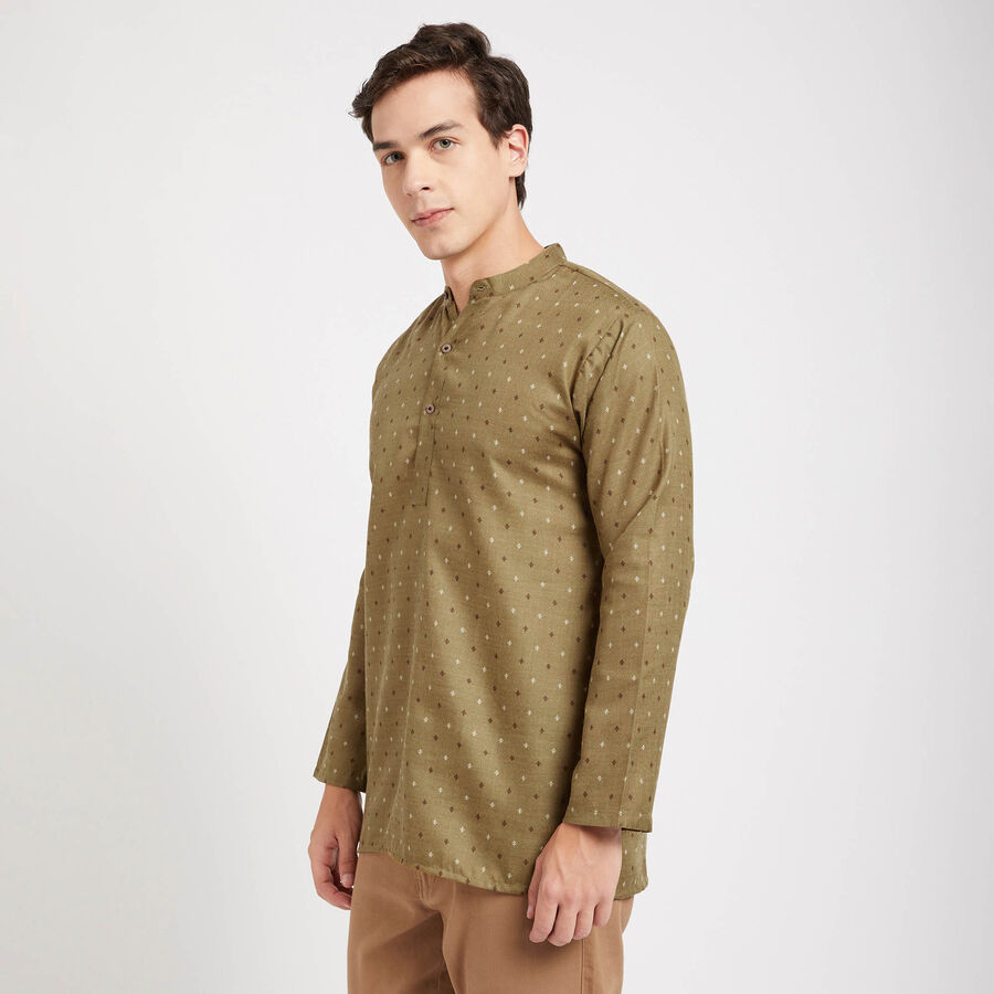 Mandarin Collar Kurta, Khaki, large image number null