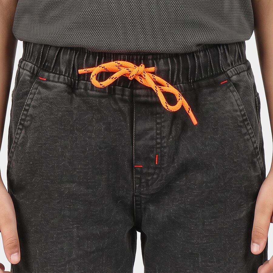 Boys Black Cargo Fit Washed Jeans, Black, large