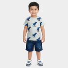 Boys Light Blue 100% Cotton Round Neck Solid Baba Suit, Light Blue, small