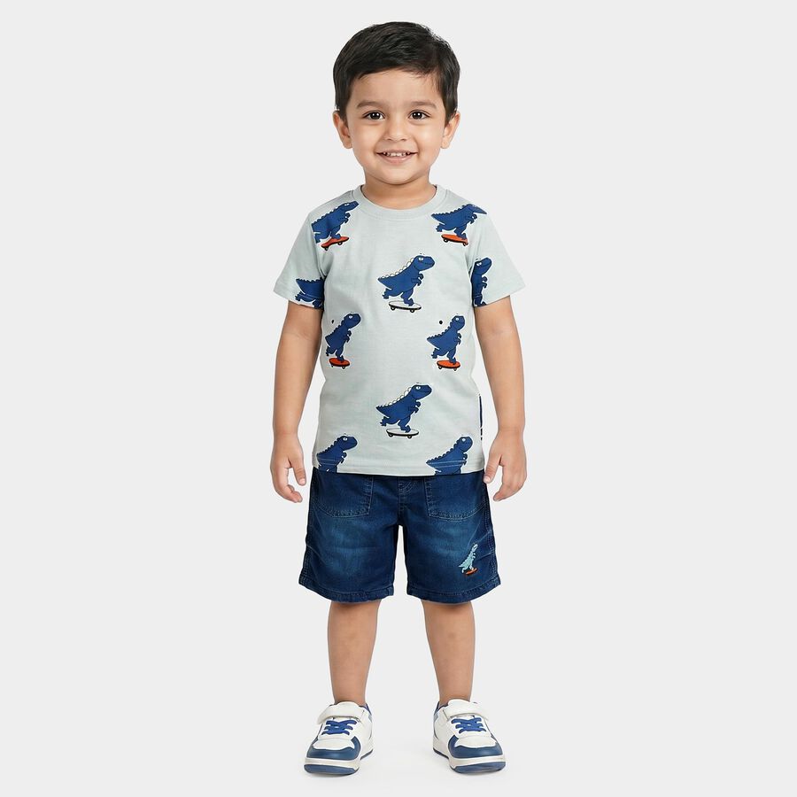 Boys Light Blue 100% Cotton Round Neck Solid Baba Suit, Light Blue, large
