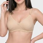 Women's Beige Cotton Blend V Neck Bralette Bra, गहरा पीला, small