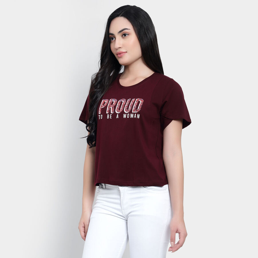 Round Neck T-Shirt, Wine, large image number null