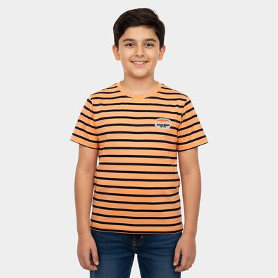 Boys Peach Cotton Casual Boys T-Shirt