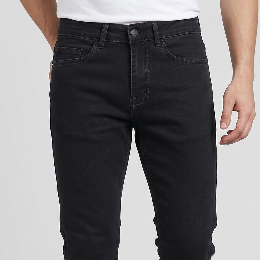 Men's Dark Grey Slim Fit Solid Jeans, गहरा ग्रे, large