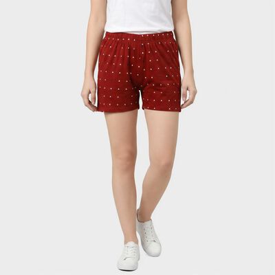 Women's Rust Regular Fit Printed Shorts
