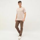 Men's Light Beige Crew Neck Athleisure Drifit T-Shirt, गहरा पीला, small