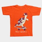 Boys' Bright Vibrant Orange Cotton Crew Neck Casual T-Shirt, Orange, small