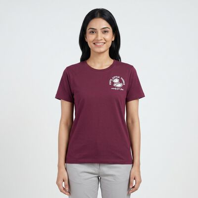 Women's Purple Round Neck Casual T-Shirt