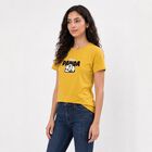 Women's Yellow Cotton Round Neck Regular T-Shirt, Yellow, small