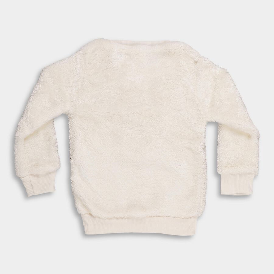 Girls Rich Eggshell White Crew Neck Casual Sweatshirt, Off White, large image number null