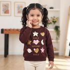 Girls' Wine Round Neck Graphic Print Sweatshirt, Wine, small