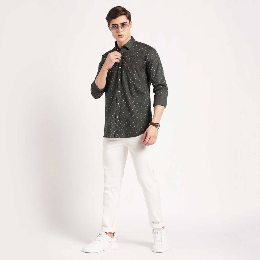 Cotton Casual Shirt, Dark Green, large image number null