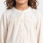 Girls' White Mandarin Neck Regular Blouse, सफ़ेद, small