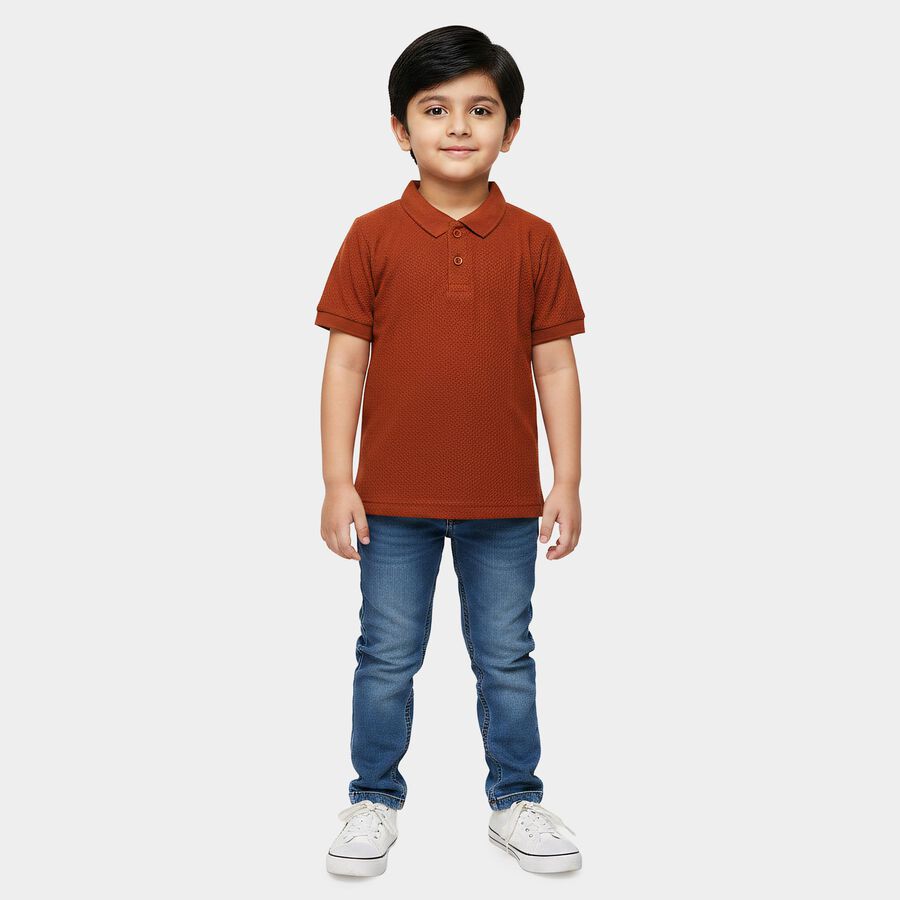 Boys Brown Polo Neck Polo T-Shirt, भूरा, large