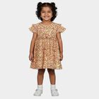 Infants' Cream Floral Printed Fit and Flare Frock, Off White, small