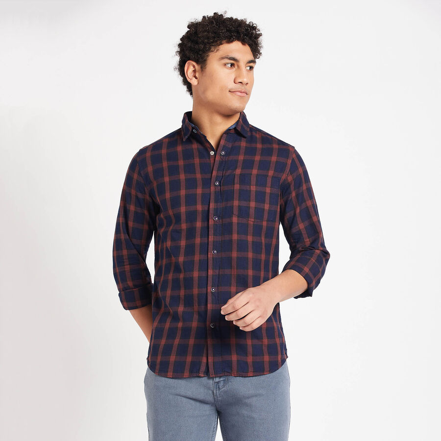 Cotton Checks Casual Shirt, Rust, large image number null