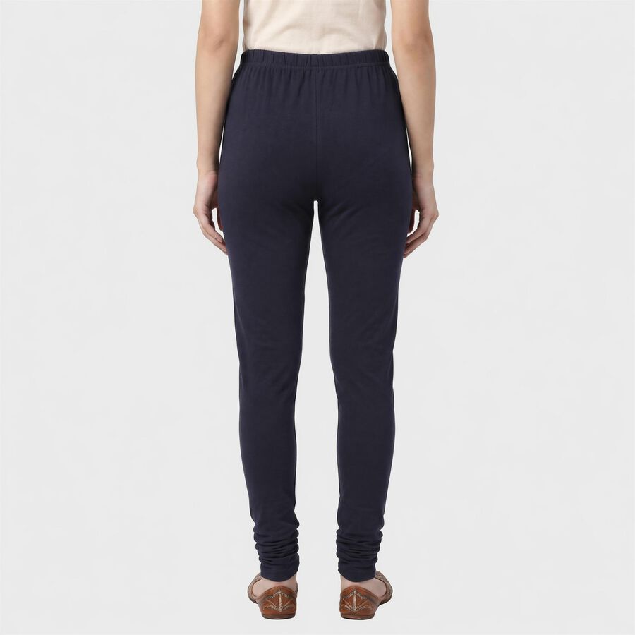 Women's Navy Blue Cotton Blend Elastic Waist Slim Fit Churidar, नेवी ब्लू, large