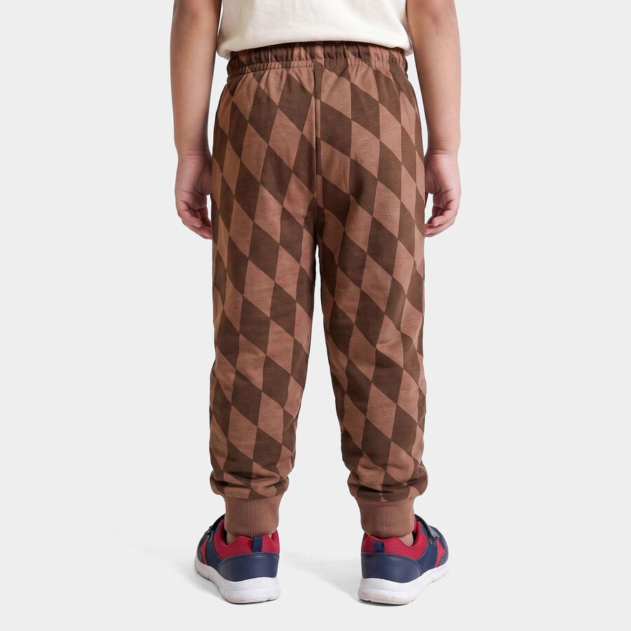 Boys Brown Jogger Fit Printed Pyjama, Brown, large
