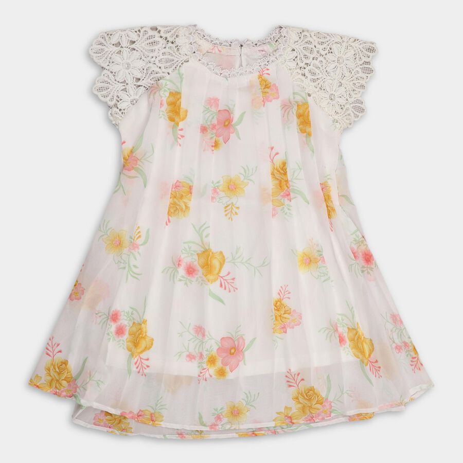 Girls' Frock , ऑफ व्हाइट, large