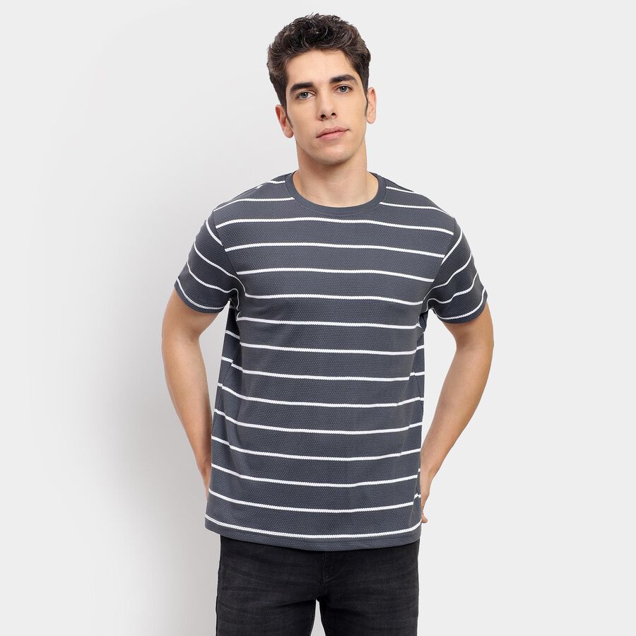 Men's Round Neck Half Sleeves T-Shirt , Mid Blue, large image number null
