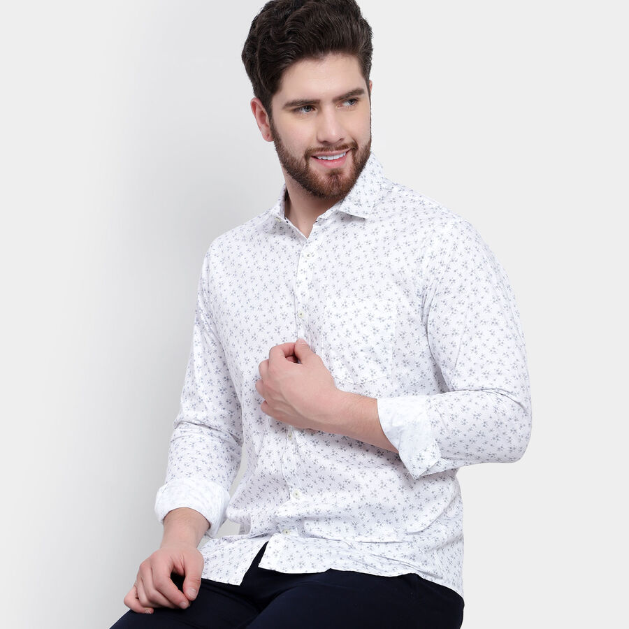 Printed Casual Shirt, White, large image number null